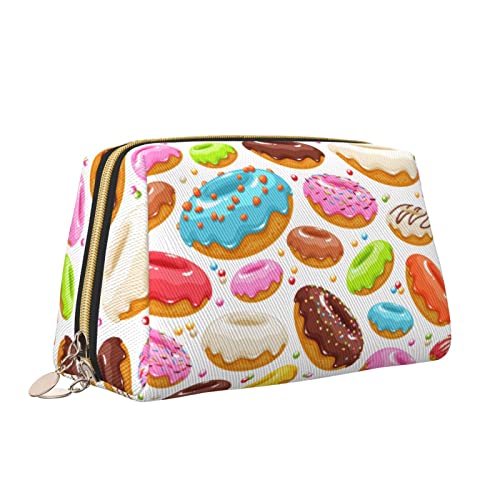 Elegante Reise-Kosmetiktasche aus Leder für Damen, buntes Einhorn, wasserdichte Make-up-Tasche, Geldbörse, Kulturbeutel, Organizer-Etui mit Reißverschluss für Damen, Schmuck, Kosmetika, S von Melbrakin