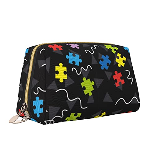 Elegante Reise-Kosmetiktasche aus Leder für Damen, geometrisches nahtloses Muster, modische Hipster-wasserdichte Make-up-Tasche, Geldbörse, Kulturbeutel, Organizer-Etui mit Reißverschluss für Damen, von Melbrakin