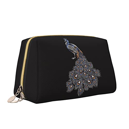 Elegante Reise-Kosmetiktasche aus Leder für Damen, schöne Pfauenlila-wasserdichte Make-up-Tasche, Geldbörse, Kulturbeutel, Organizer-Etui mit Reißverschluss für Damen, Schmuck, Kosmetika, S von Melbrakin