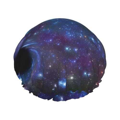 Galaxy-Druck, weiche, exquisite Duschhaube für Damen, leicht, doppelt wasserdicht, langes Haar von Melbrakin