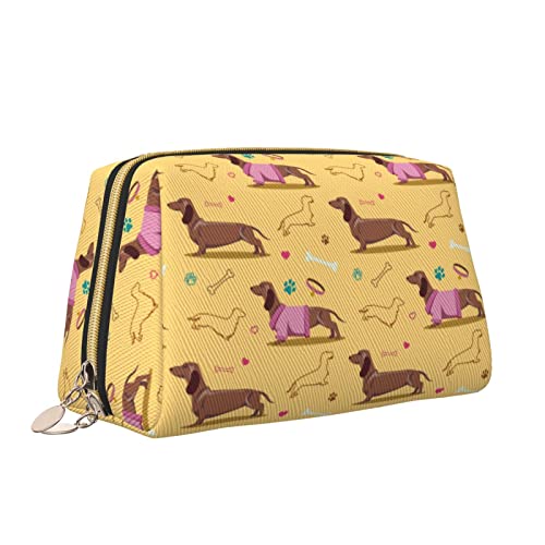 Leder-Make-up-Tasche mit Reißverschluss für Damen, Dackel-Pfoten-Motiv, Kosmetiktasche, Kulturbeutel, niedlicher wasserdichter Make-up-Koffer, Reise-Organizer für Accessoires, Toilettenartikel, Gesch von Melbrakin