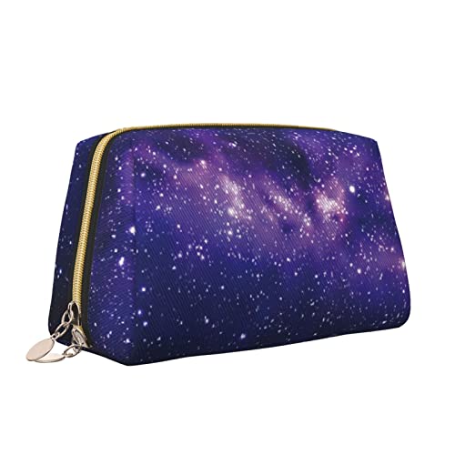 Leder-Make-up-Tasche mit Reißverschluss für Damen, Galaxy-Kosmetiktasche, Kulturbeutel, niedliches wasserdichtes Make-up-Etui, Reise-Organizer für Accessoires, Toilettenartikel, Geschenke, S von Melbrakin