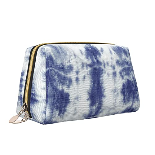 Leder-Make-up-Tasche mit Reißverschluss für Damen, Grunge-Blau-Tie-Dye-Kosmetiktasche, Kulturbeutel, niedlicher wasserdichter Make-up-Koffer, Reise-Organizer für Accessoires, Toilettenartikel, Gesche Leder-Make-up-Tasche mit Reißverschluss für Damen, Grunge-Blau-Tie-Dye-Kosmetiktasche, Kulturbeutel, niedlicher wasserdichter Make-up-Koffer, Reise-Organizer für Accessoires, Toilettenartikel, Gesche von Melbrakin