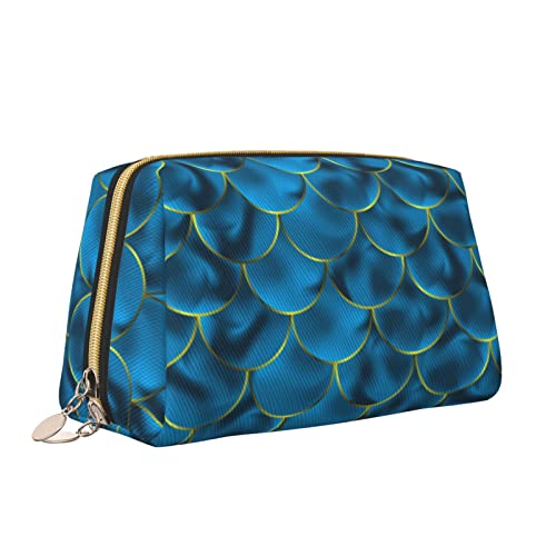 Leder-Make-up-Tasche mit Reißverschluss für Damen, Meerjungfrauen-Schuppen-Fisch-Squama-Kosmetiktasche, Kulturbeutel, niedlicher wasserdichter Make-up-Koffer, Reise-Organizer für Accessoires, Toilett von Melbrakin