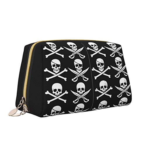 Leder-Make-up-Tasche mit Reißverschluss für Damen, Totenkopf-Kosmetiktasche, Kulturbeutel, niedlicher wasserdichter Make-up-Koffer, Reise-Organizer für Accessoires, Toilettenartikel, Geschenke, S von Melbrakin