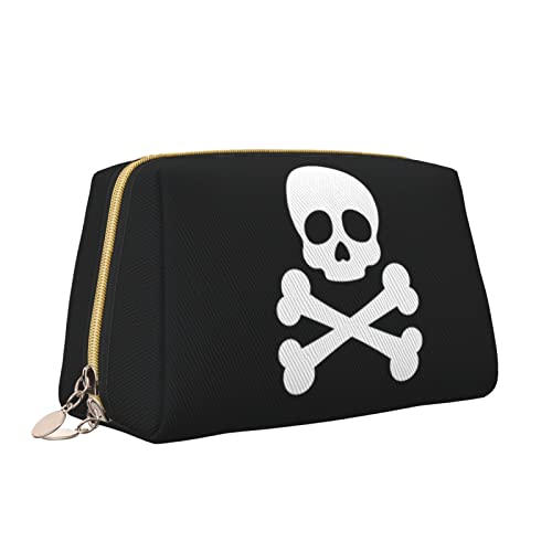 Leder-Make-up-Tasche mit Reißverschluss für Damen, Totenkopf-Kosmetiktasche, Kulturbeutel, niedlicher wasserdichter Make-up-Koffer, Reise-Organizer für Accessoires, Toilettenartikel, Geschenke, S von Melbrakin