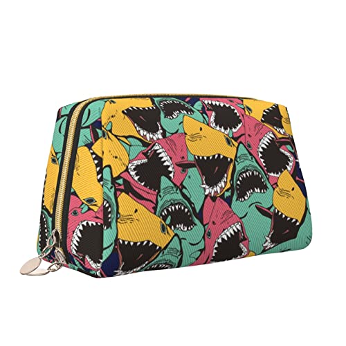 Leder-Make-up-Tasche mit Reißverschluss für Damen, buntes Einhorn, Kosmetiktasche, Kulturbeutel, niedlicher wasserdichter Make-up-Koffer, Reise-Organizer für Accessoires, Toilettenartikel, Geschenke, von Melbrakin