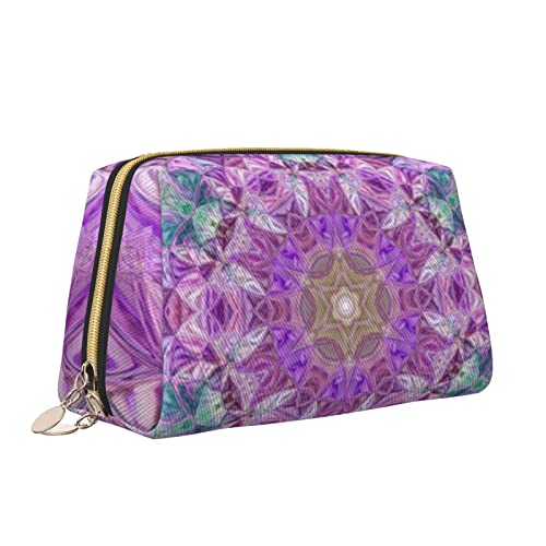 Leder-Make-up-Tasche mit Reißverschluss für Damen, buntes Kachel-Mandala-Kosmetiktasche, Kulturbeutel, niedliches wasserdichtes Make-up-Etui, Reise-Organizer für Accessoires, Toilettenartikel, Gesche von Melbrakin