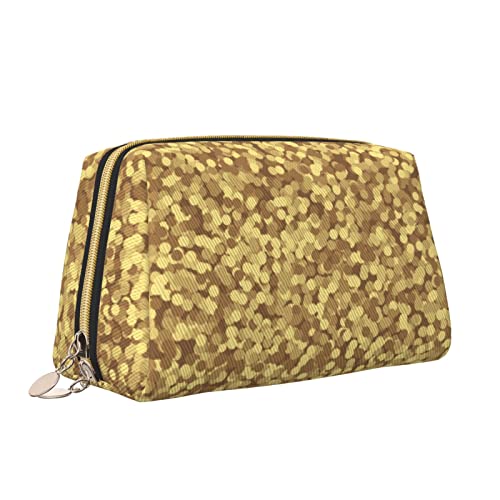 Leder-Make-up-Tasche mit Reißverschluss für Damen, goldene Glitzer-Kosmetiktasche, Kulturbeutel, niedlicher wasserdichter Make-up-Koffer, Reise-Organizer für Accessoires, Toilettenartikel, Geschenke, von Melbrakin