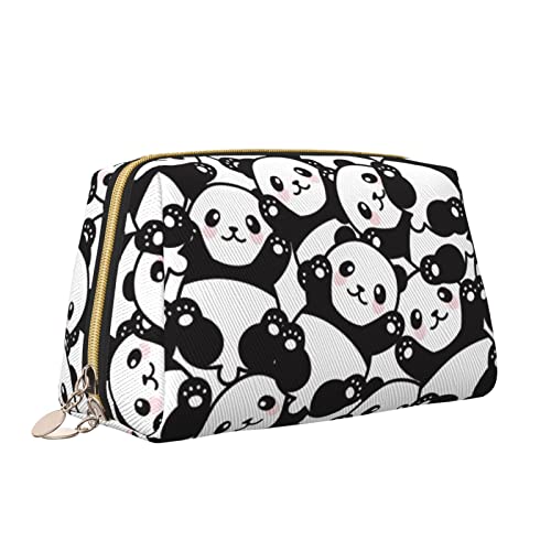 Leder-Make-up-Tasche mit Reißverschluss für Damen, süße Panda-Kosmetiktasche, Kulturbeutel, niedliches wasserdichtes Make-up-Etui, Reise-Organizer für Accessoires, Toilettenartikel, Geschenke, S von Melbrakin