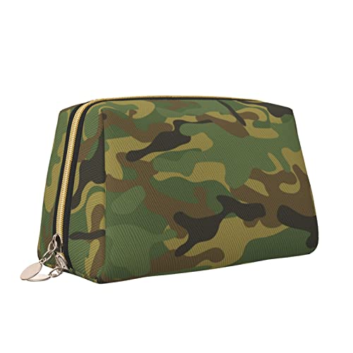 Make-up-Tasche aus Leder mit Reißverschluss für Damen, abstraktes Camouflage-Muster, Kosmetiktasche, Kulturbeutel, niedlicher wasserdichter Make-up-Koffer, Reise-Organizer für Accessoires, Toilettena von Melbrakin