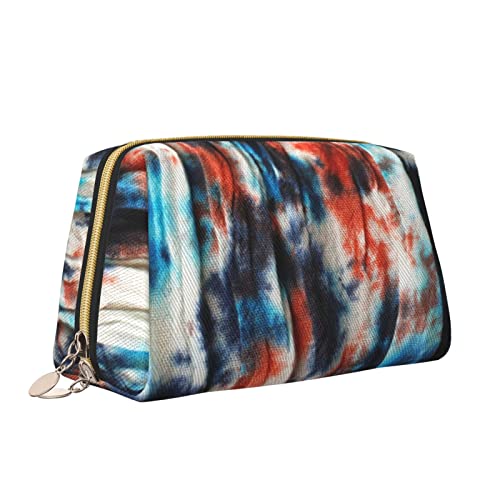 Make-up-Tasche aus Leder mit Reißverschluss für Damen, blau, rot, schwarz, Batik-Kosmetiktasche, Kulturbeutel, niedlich, wasserdicht, Make-up-Etui, Reise-Organizer für Accessoires, Toilettenartikel, von Melbrakin