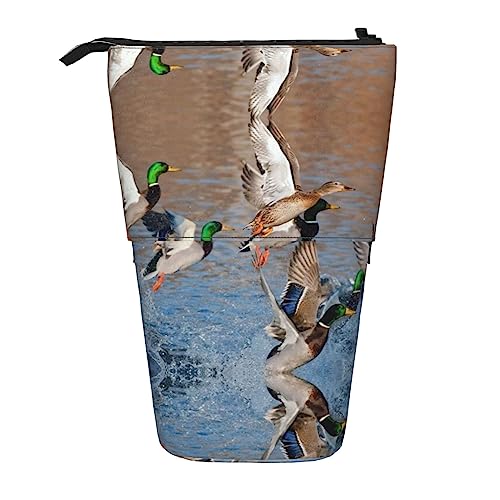 Mallard Ducks Teleskop-Federmäppchen, Stifthalter, Teleskop-Federmäppchen, Tasche, Schreibwaren, für Schule, Büro, Weihnachten2, Einheitsgröße, Taschen-Organizer von Melbrakin