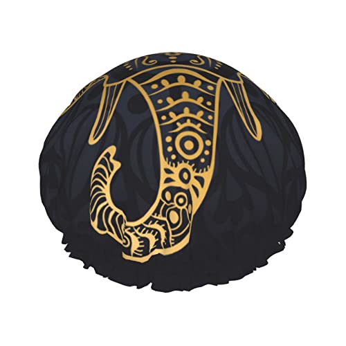 Mandala-Elefant, große Duschhaube für Damen und Herren, wiederverwendbare Duschhauben, wasserdichte Duschhaube für Zöpfe und langes Haar, Duschhaube mit Peva-Futter und elastischem Band, modische Dus von Melbrakin