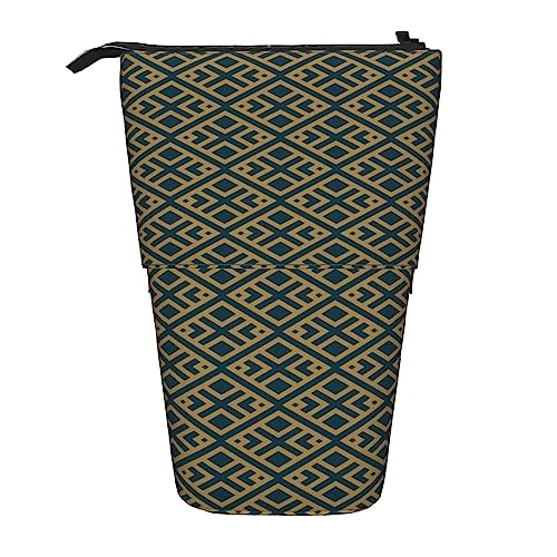 Melbrakin Federmäppchen mit abstraktem geometrischem Muster und Linien, Rauten und Reißverschluss für Damen, Herren, Jungen und Mädchen von Melbrakin