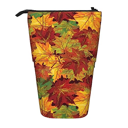 Melbrakin Federmäppchen mit Herbstlaub-Aufdruck und Reißverschluss für Damen, Herren, Jungen und Mädchen von Melbrakin