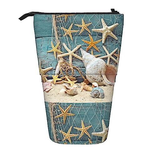 Melbrakin Federmäppchen mit Standfunktion und Reißverschluss, Motiv:, Muscheln und Strand, für Damen, Herren, Jungen und Mädchen von Melbrakin