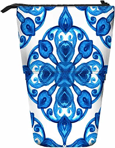 Melbrakin Blumen-Teleskop-Bleistift-Briefpapieretui, Stifte-Aufbewahrungsbox mit Reißverschluss für Damen, Herren, Jungen, Mädchen, Teppich, Paisley-Damast-Kurve, Retro, rund, Doodle Til Fashion von Melbrakin