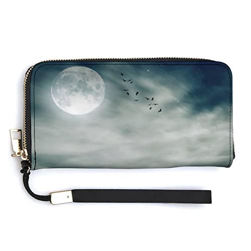 Melbrakin Boat in Middle Ocean After Storm Damen-Geldbörse mit großem Fassungsvermögen, Geldbörsen für Damen, Lange Clutch-Taschen, Bedruckte PU-Handtasche mit Reißverschluss von Melbrakin