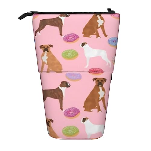 Melbrakin Boxer Mixed Coats Hunderasse Donuts Pink Stand Bleistifttasche mit Reißverschluss für Damen Herren Jungen Mädchen von Melbrakin