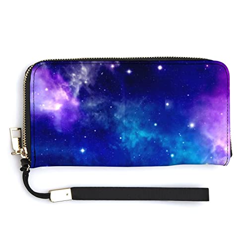 Melbrakin Bright Universe Nebula Star Cluster Space Damen-Geldbörse, große Kapazität, Geldbörsen für Damen, Lange Clutch-Taschen, Bedruckte PU-Handtasche mit Reißverschluss von Melbrakin