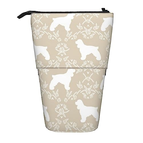 Melbrakin Cocker Spaniel Hunderasse Blumenmuster Stand-Federmäppchen mit Reißverschluss für Damen, Herren, Jungen und Mädchen von Melbrakin