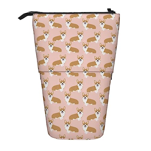 Melbrakin Corgi Corgis Girls Sweet Pink Pastel Dogs Dog Pet Stand Bleistifttasche mit Reißverschluss für Damen, Herren, Jungen und Mädchen von Melbrakin