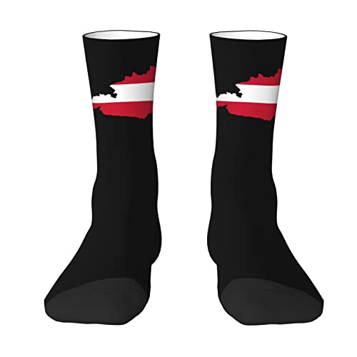 Melbrakin Crew-Socken mit österreichischer Flagge und Karte für den Sommer, feuchtigkeitsableitende Sportsocken für Herren und Damen von Melbrakin
