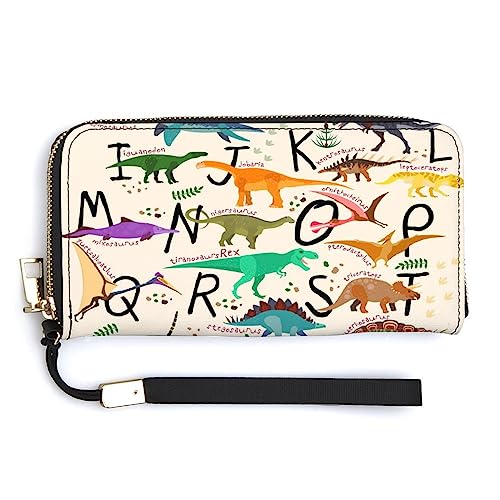 Melbrakin Damen-Geldbörsen, große Kapazität, Reißverschluss, Handtaschen-Geldbörse für Mädchen und Damen, kompatibel mit niedlichen Alphabet-Dinosaurier-Geldbörsen von Melbrakin