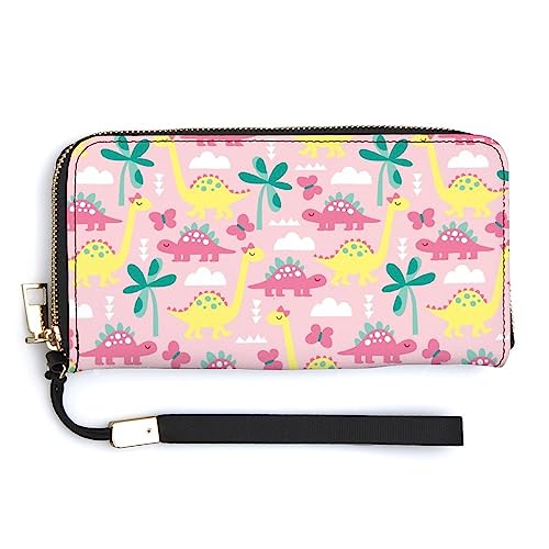 Melbrakin Damen-Geldbörsen, große Kapazität, Reißverschluss, Handtaschen-Geldbörse für Mädchen und Damen, kompatibel mit rosa niedlichen Dinosaurier-Geldbörsen von Melbrakin