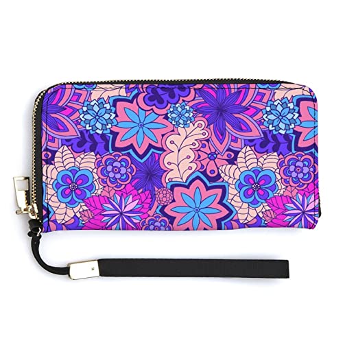Melbrakin Damen-Handgelenk-Geldbörse, bunt, hell, Ethno-Stil, Blumen, Blumenmuster, großes Fassungsvermögen, Geldbörsen für Damen, Lange Clutch-Taschen, Bedruckte PU-Handtasche mit Reißverschluss Melbrakin Damen-Handgelenk-Geldbörse, bunt, hell, Ethno-Stil, Blumen, Blumenmuster, großes Fassungsvermögen, Geldbörsen für Damen, Lange Clutch-Taschen, Bedruckte PU-Handtasche mit Reißverschluss von Melbrakin