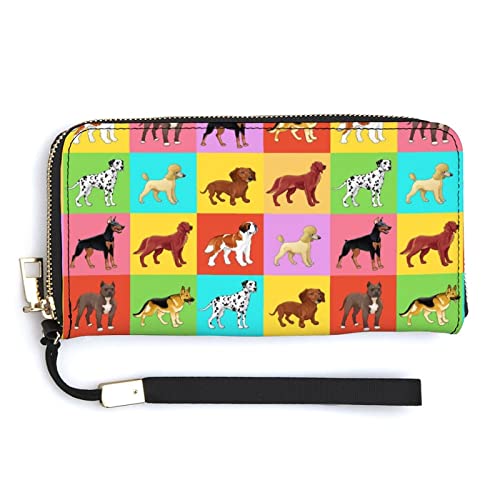 Melbrakin Damen-Handgelenk-Geldbörse, bunt, niedlicher Hund, großes Fassungsvermögen, Geldbörsen für Damen, Lange Clutch-Taschen, Bedruckte PU-Handtasche mit Reißverschluss Melbrakin Damen-Handgelenk-Geldbörse, bunt, niedlicher Hund, großes Fassungsvermögen, Geldbörsen für Damen, Lange Clutch-Taschen, Bedruckte PU-Handtasche mit Reißverschluss von Melbrakin