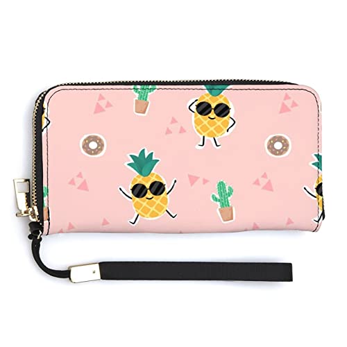 Melbrakin Damen-Handgelenk-Geldbörse mit Kiefer und Brille auf rosa, großes Fassungsvermögen, Geldbörsen für Damen, Lange Clutch-Taschen, Bedruckte PU-Handtasche mit Reißverschluss von Melbrakin