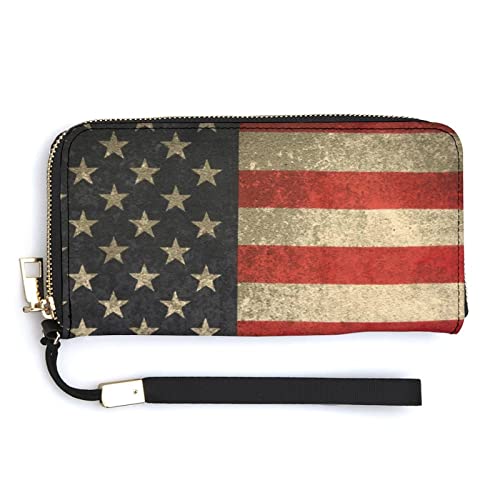 Melbrakin Damen-Handgelenk-Geldbörse mit amerikanischer Flagge und Grunge-Hintergrund, große Kapazität, Geldbörsen für Damen, Lange Clutch-Taschen, Bedruckte PU-Handtasche mit Reißverschluss Melbrakin Damen-Handgelenk-Geldbörse mit amerikanischer Flagge und Grunge-Hintergrund, große Kapazität, Geldbörsen für Damen, Lange Clutch-Taschen, Bedruckte PU-Handtasche mit Reißverschluss von Melbrakin