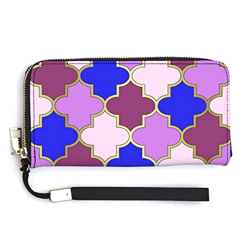 Melbrakin Damen-Handgelenk-Geldbörse mit marokkanischem Muster, große Kapazität, Geldbörsen für Damen, Lange Clutch-Taschen, Bedruckte PU-Handtasche mit Reißverschluss von Melbrakin