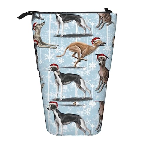 Melbrakin Federmäppchen mit Weihnachts-Whippet-Ständer und Reißverschluss für Damen, Herren, Jungen und Mädchen von Melbrakin