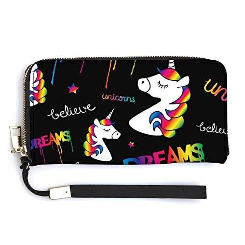 Melbrakin Dream Unicorn Magic Pattern Damen-Handgelenk-Geldbörse, große Kapazität, Geldbörsen für Damen, Lange Clutch-Taschen, Bedruckte PU-Handtasche mit Reißverschluss von Melbrakin