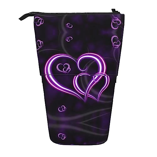 Melbrakin Fashional Purple Hearts Teleskop-Federmäppchen, Stifthalter, Teleskop-Federmäppchen, Tasche für Schreibwaren, für Schule, Büro, Weihnachten2, Einheitsgröße, Taschen-Organizer von Melbrakin