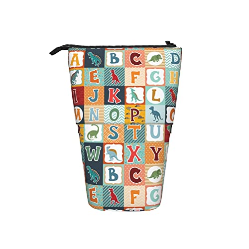 Melbrakin Federmäppchen, Dinosaurier, kindisches Alphabet, Dino, Stift, Teleskophalter, Schreibwaren, Aufbewahrung, Ständer, Beutel, Schulbedarf für Studenten, Künstler, Büro, Krankenschwester von Melbrakin
