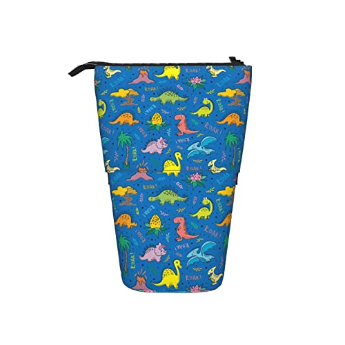 Melbrakin Federmäppchen, lustiges Doodle-Dinosaurier-Chidish-Blauer Stift-Teleskophalter, Schreibwaren-Aufbewahrung, Ständer, Beutel, Schulbedarf für Studenten, Künstler, Büro, Krankenschwestern von Melbrakin