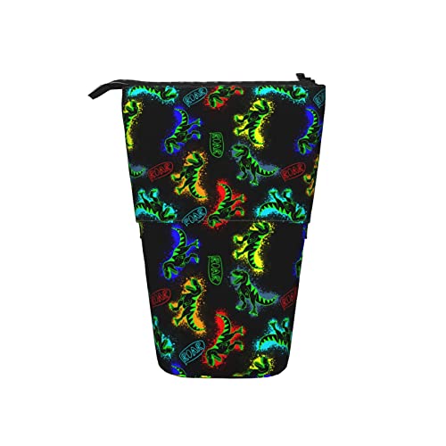 Melbrakin Federmäppchen T-Rax Dinosaurier Dino Schwarz Grün Stift Teleskophalter Schreibwaren Aufbewahrung Ständer Tasche Schulbedarf für Studenten Künstler Büro Krankenschwester von Melbrakin