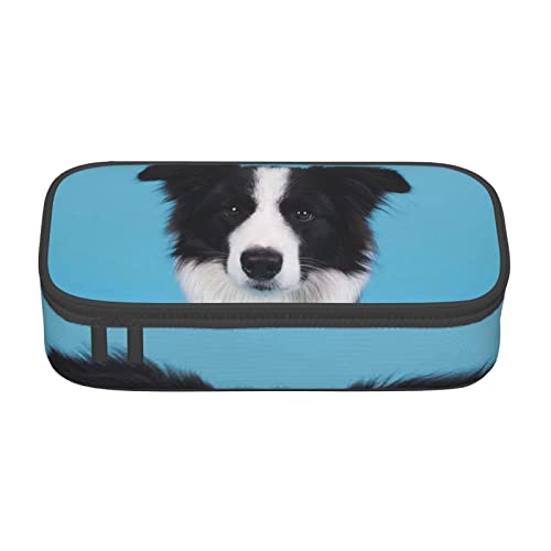 Melbrakin Federmäppchen mit Border-Collie-Motiv, großes Fassungsvermögen, für Mädchen und Jungen, bedrucktes Polyester-Schulbüro-Etui von Melbrakin