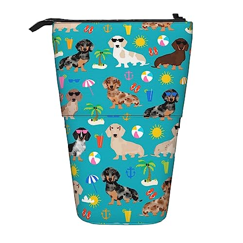 Melbrakin Bento-Ständer mit Dackel-Hunde-Aufdruck und Reißverschluss für Damen, Herren, Jungen und Mädchen von Melbrakin