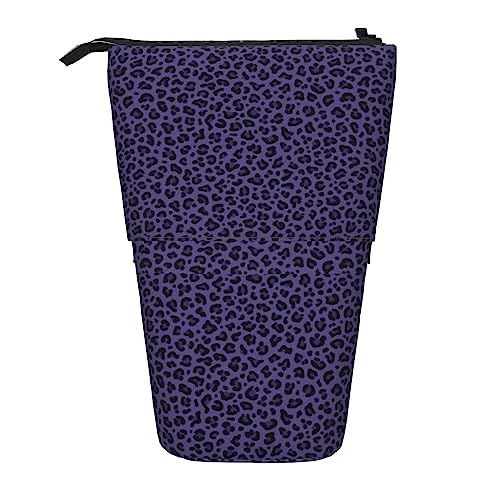 Melbrakin Federmäppchen mit Leopardenmuster in Lila, Ultraviolett, Tiermuster, mit Reißverschluss, für Damen, Herren, Jungen und Mädchen von Melbrakin