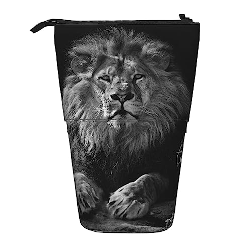 Melbrakin Federmäppchen mit Löwen-Malerei-Aufdruck und Reißverschluss für Damen, Herren, Jungen und Mädchen von Melbrakin