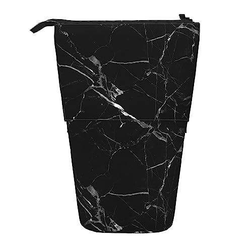 Federmäppchen mit Marmor-Print, schwarz-weiß, mit Reißverschluss, für Damen, Herren, Jungen und Mädchen von Melbrakin