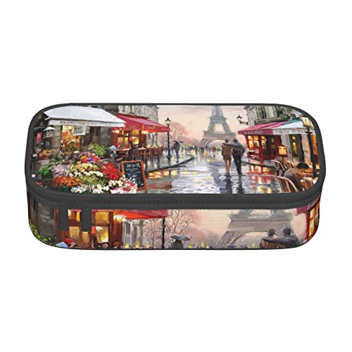 Melbrakin Federmäppchen mit Ölgemälde, Paris, Straßenszene, Eiffelturm, großes Fassungsvermögen, für Mädchen und Jungen, bedrucktes Polyester-Schulbüro-Etui Melbrakin Federmäppchen mit Ölgemälde, Paris, Straßenszene, Eiffelturm, großes Fassungsvermögen, für Mädchen und Jungen, bedrucktes Polyester-Schulbüro-Etui von Melbrakin