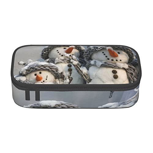 Melbrakin Federmäppchen mit Weihnachts-Schneemann-Motiv, großes Fassungsvermögen für Mädchen und Jungen, bedrucktes Polyester-Schulbüro-Etui von Melbrakin