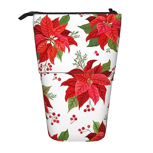 Melbrakin Federmäppchen mit Weihnachts-Winterblumenständer und Reißverschluss für Damen, Herren, Jungen und Mädchen von Melbrakin