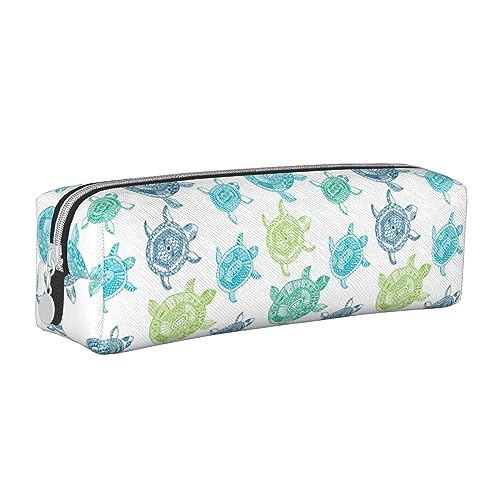 Melbrakin Federmäppchen mit niedlichem -Meeresschildkröten-Muster, Stifthalter, Leder, Bleistiftbeutel, Box, Organizer, Reißverschluss, Kosmetik, Make-up, Aufbewahrungstasche von Melbrakin